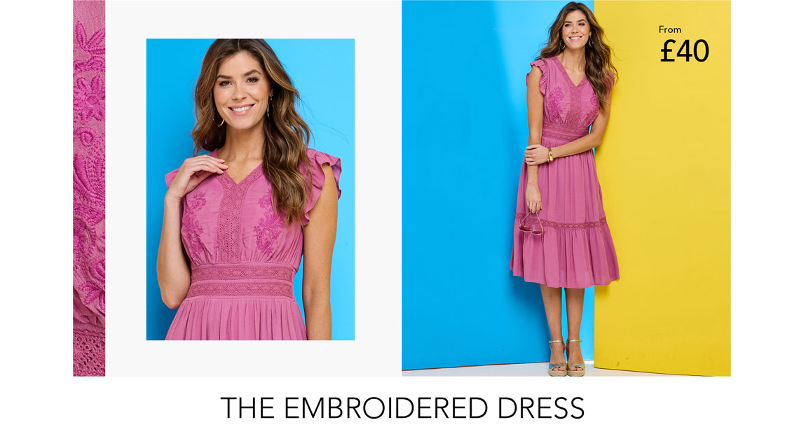 Embroidered Bodice Tiered Dress - LS671